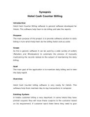Synopsis Hotel Cash Counter Billing.doc